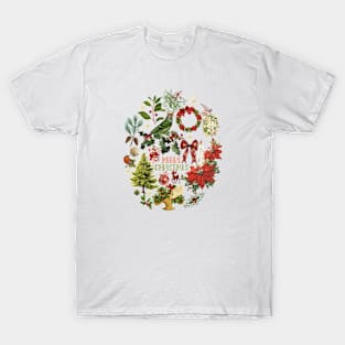 Christmas Vintage Illustrations Collage T-Shirt